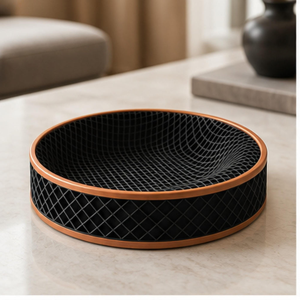 3D Printed Honeycomb Tray, Black & Copper Geometric Organizer, Modern Desk Catchall