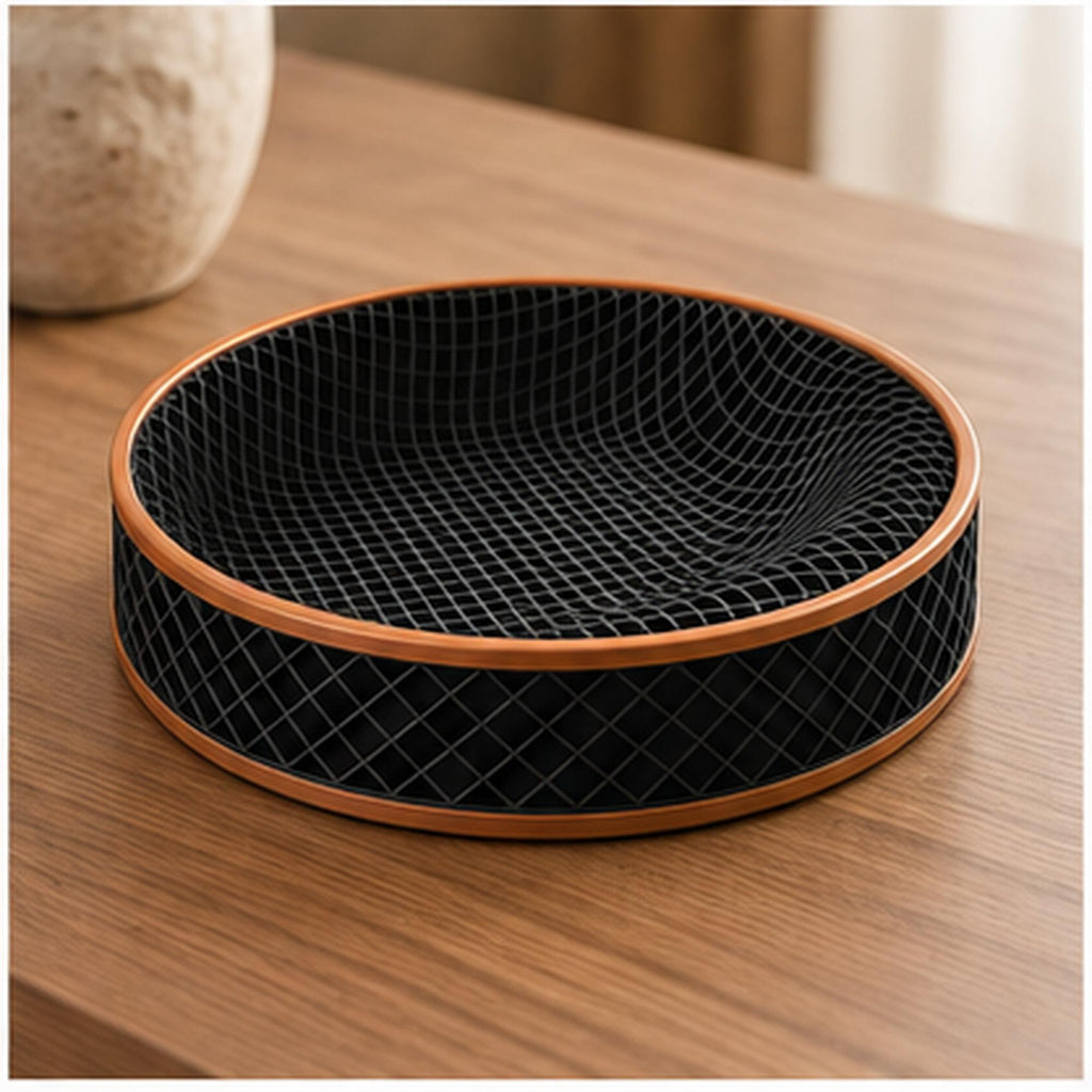 3D Printed Honeycomb Tray, Black & Copper Geometric Organizer, Modern Desk Catchall