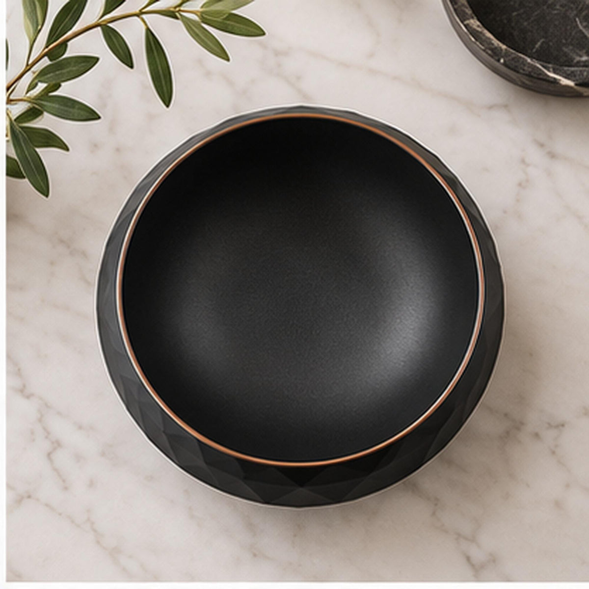 3D Printed Geometric Catchall Bowl, Modern Black Faceted Entryway Decor, Desk Organizer (Housewarming Gift)