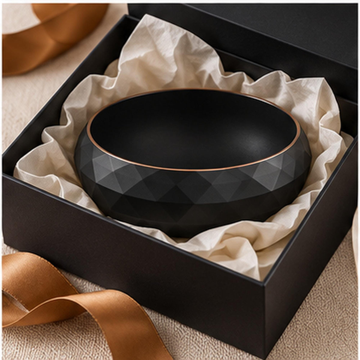 3D Printed Geometric Catchall Bowl, Modern Black Faceted Entryway Decor, Desk Organizer (Housewarming Gift)