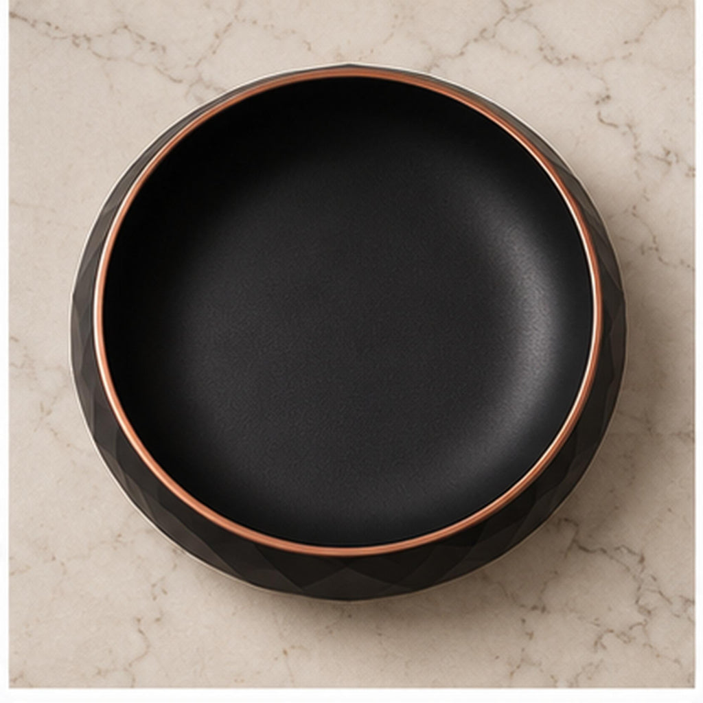3D Printed Geometric Catchall Bowl, Modern Black Faceted Entryway Decor, Desk Organizer (Housewarming Gift)