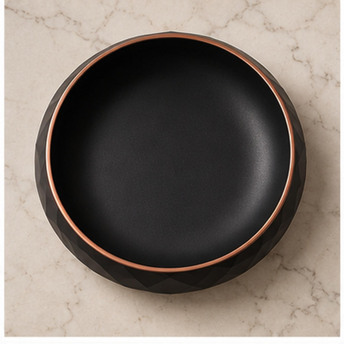 3D Printed Geometric Catchall Bowl, Modern Black Faceted Entryway Decor, Desk Organizer (Housewarming Gift)
