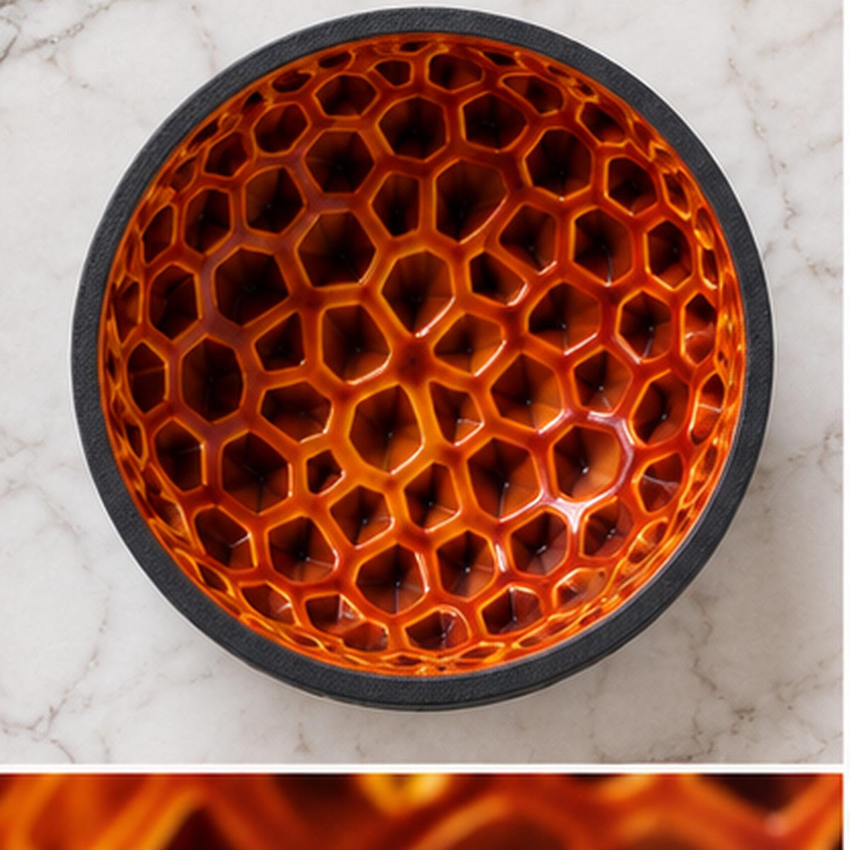 3D Printed Voronoi Bowl, Black & Copper Geometric Catchall, Japandi Decor (PLA)