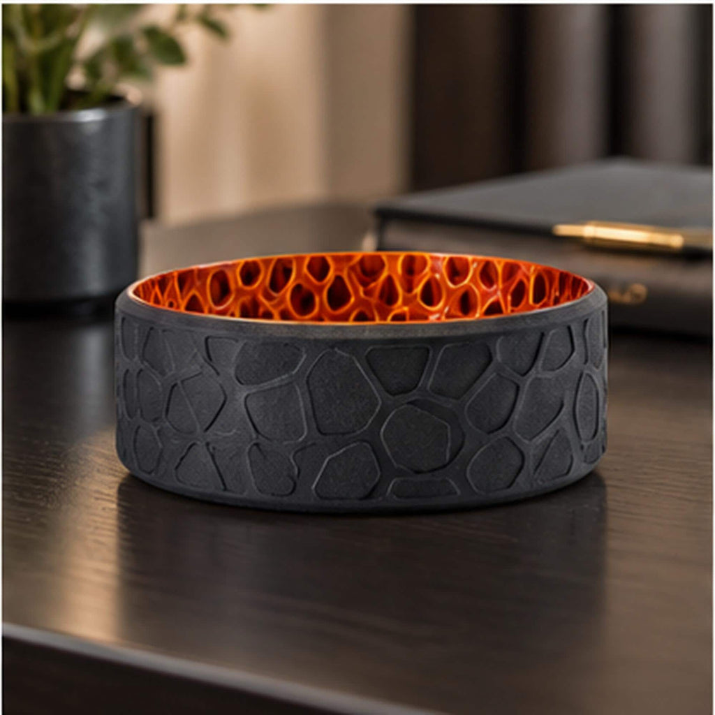 3D Printed Voronoi Bowl, Black & Copper Geometric Catchall, Japandi Decor (PLA)