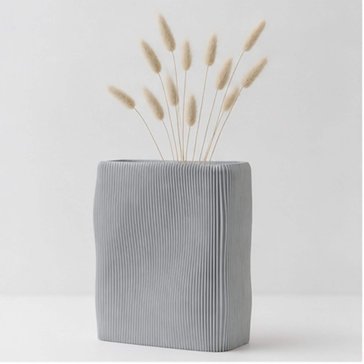 3D Printed Wave Vase, Ribbed Japandi Home Decor, Neutral Tabletop Centrepiece