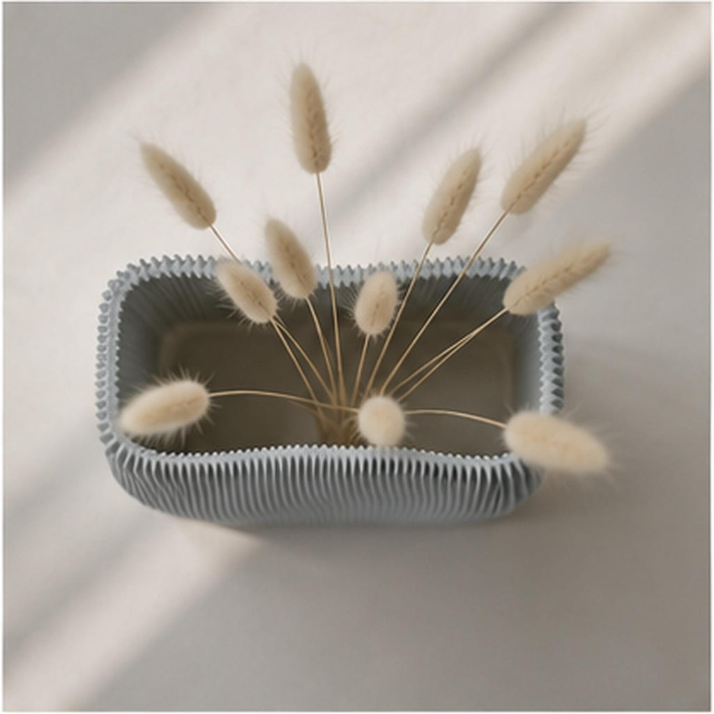 3D Printed Wave Vase, Ribbed Japandi Home Decor, Neutral Tabletop Centrepiece