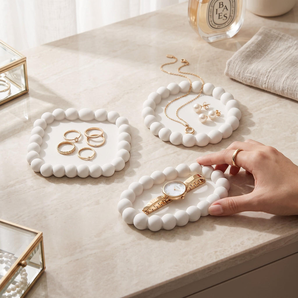 3D Printed Bubble Jewelry Tray Set – Modern Minimalist Organizer (3 Pieces)