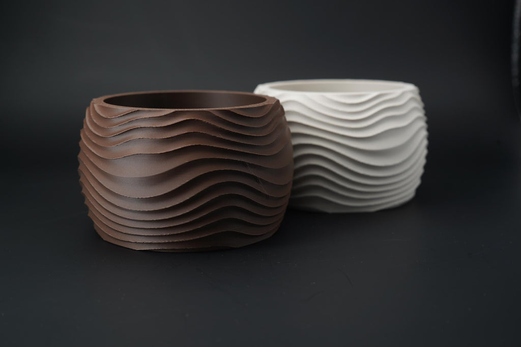 3D Printed Wave Vase, Japandi Scandi Decor, Dried Flower Arrangement (PLA)