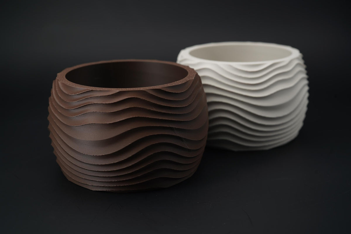 3D Printed Wave Vase, Japandi Scandi Decor, Dried Flower Arrangement (PLA)