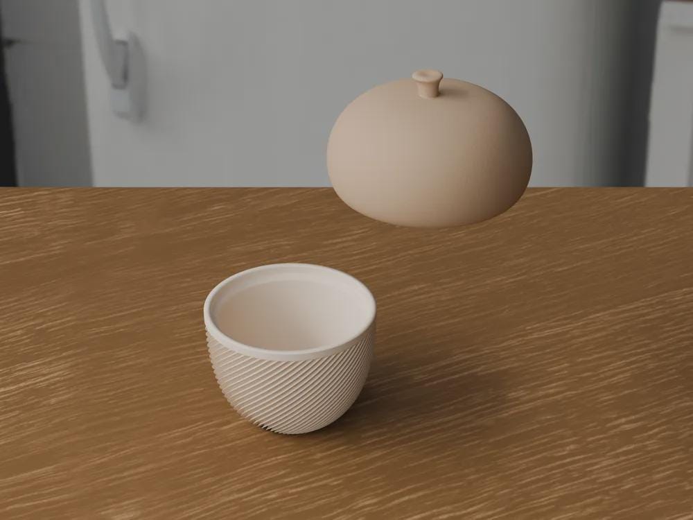 3D Printed Acorn Trinket Box, Spiral Ribbed Autumn Storage Jar (80x100mm)