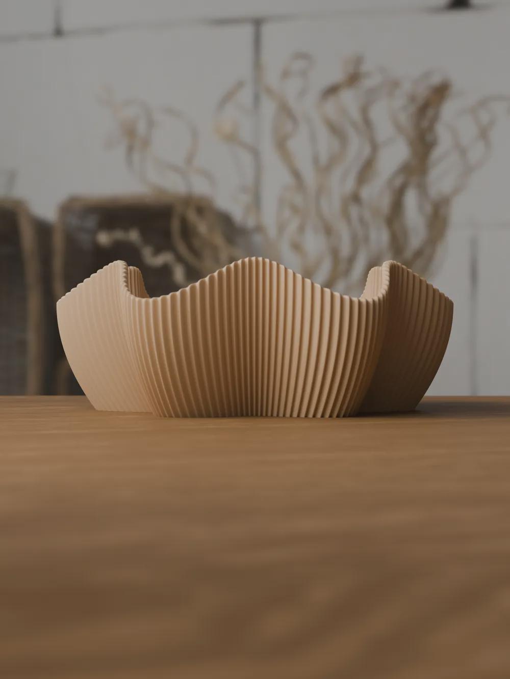 Japandi 3D Printed Ribbed Star Bowl, Scandi Catchall Dish, Autumn Home Decor