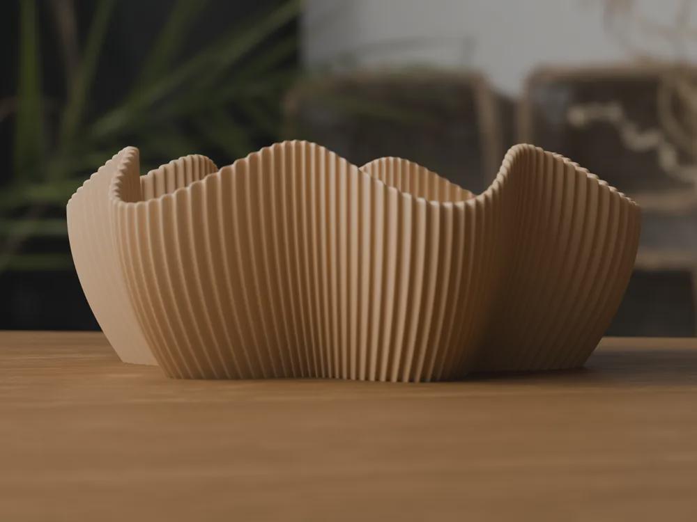 Japandi 3D Printed Ribbed Star Bowl, Scandi Catchall Dish, Autumn Home Decor
