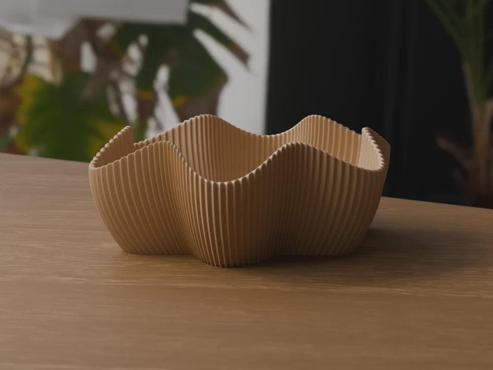 Japandi 3D Printed Ribbed Star Bowl, Scandi Catchall Dish, Autumn Home Decor