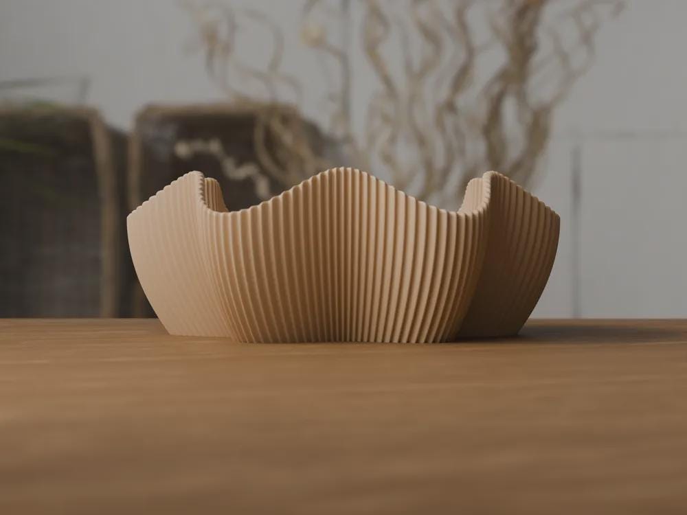 Japandi 3D Printed Ribbed Star Bowl, Scandi Catchall Dish, Autumn Home Decor