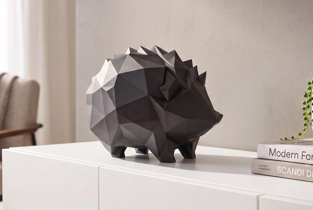 Low Poly 3D Printed Hedgehog Sculpture – Geometric Animal Home Décor (PLA)