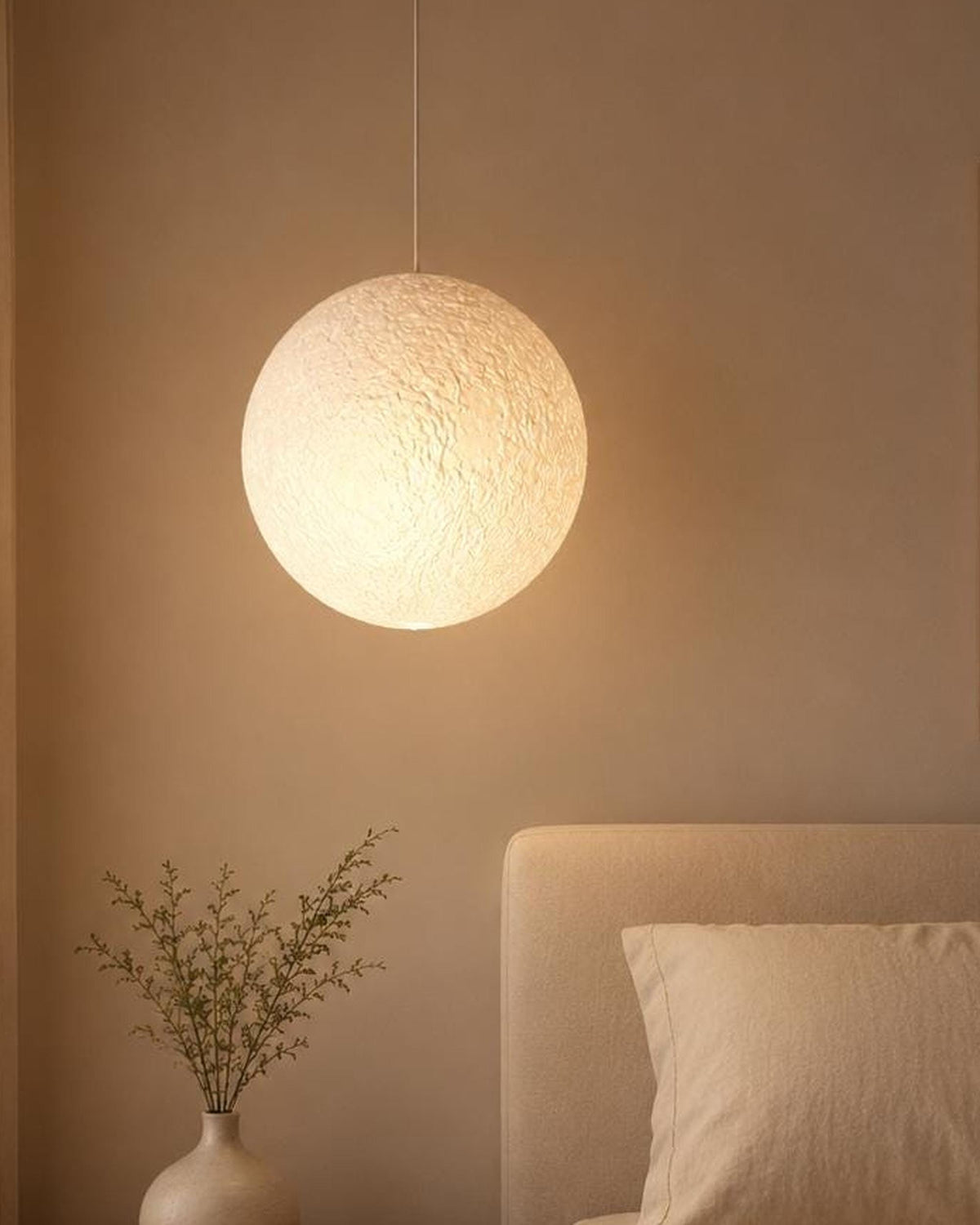 3D Printed Moon Pendant Lamp Shade | Textured Ceiling Light (PLA)