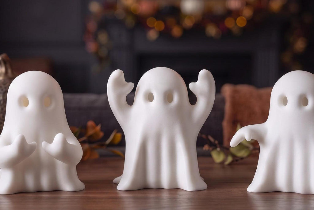3D Printed Ghost Figurines Set, Spooky Shelf Decor, Autumn Mantel Display (Set of 3)