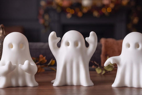 3D Printed Ghost Figurines Set, Spooky Shelf Decor, Autumn Mantel Display (Set of 3)