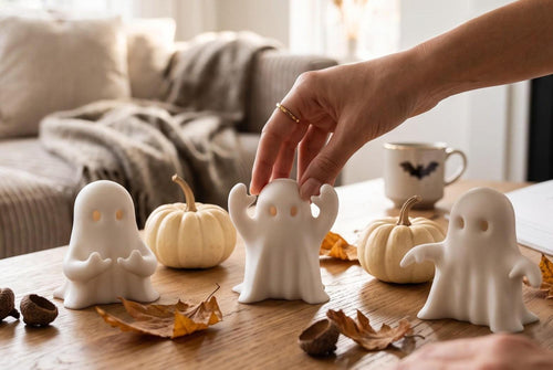 3D Printed Ghost Figurines Set, Spooky Shelf Decor, Autumn Mantel Display (Set of 3)