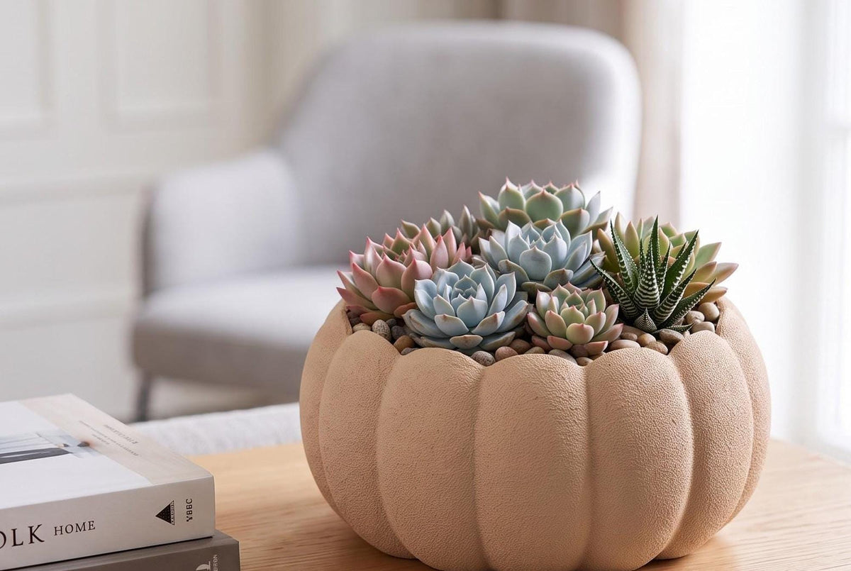 3D Printed Pumpkin Planter, Autumn Succulent Pot, Harvest Decor (Made in Malta)