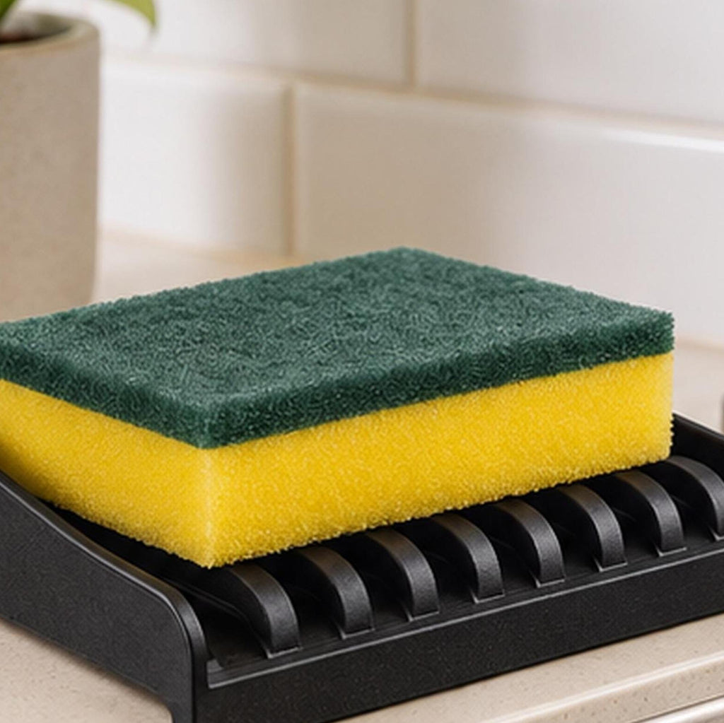 3D Printed Sink Edge Sponge Holder, Ribbed Drainage Tray, Minimalist Kitchen Caddy