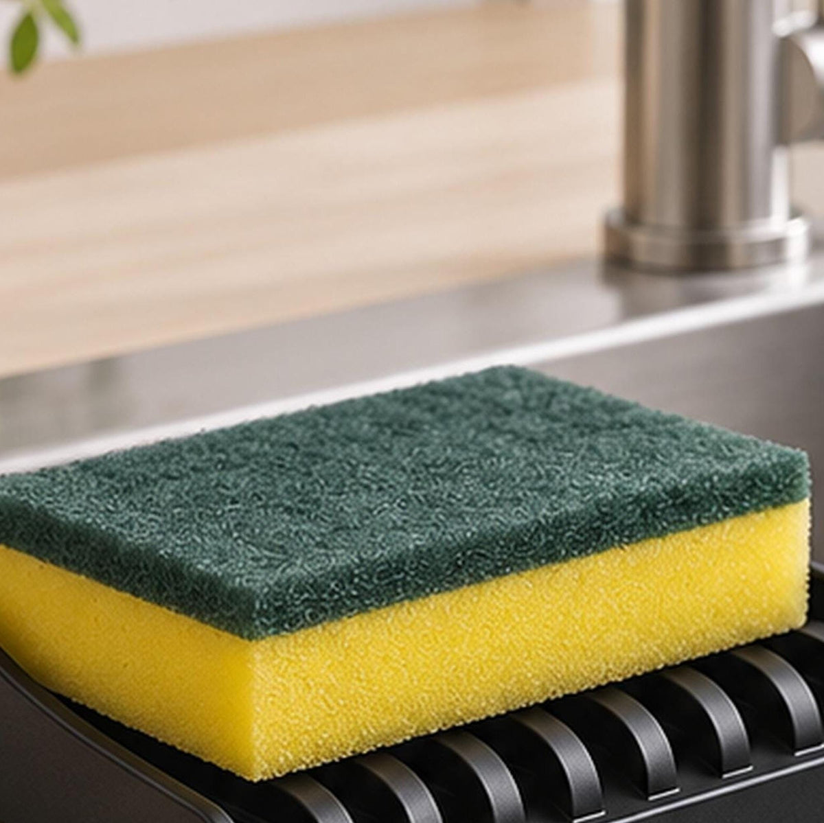 3D Printed Sink Edge Sponge Holder, Ribbed Drainage Tray, Minimalist Kitchen Caddy