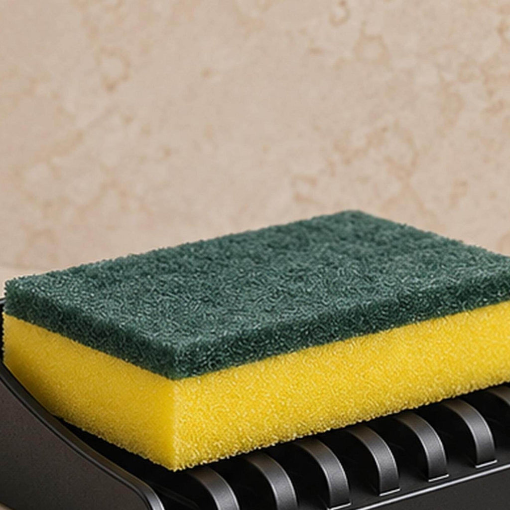 3D Printed Sink Edge Sponge Holder, Ribbed Drainage Tray, Minimalist Kitchen Caddy