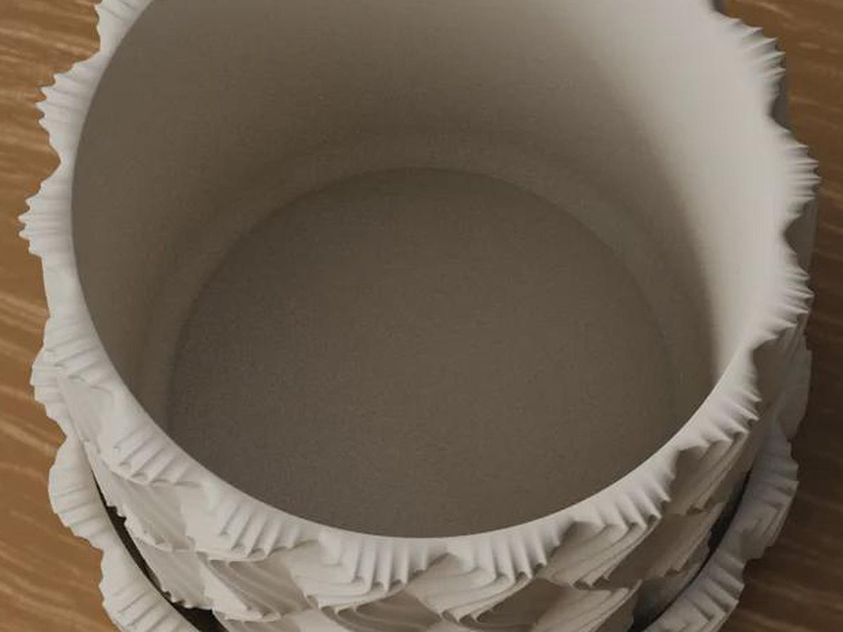 Wavy Ribbed 3D Printed Planter with Saucer, Japandi Scandi Decor (PLA)