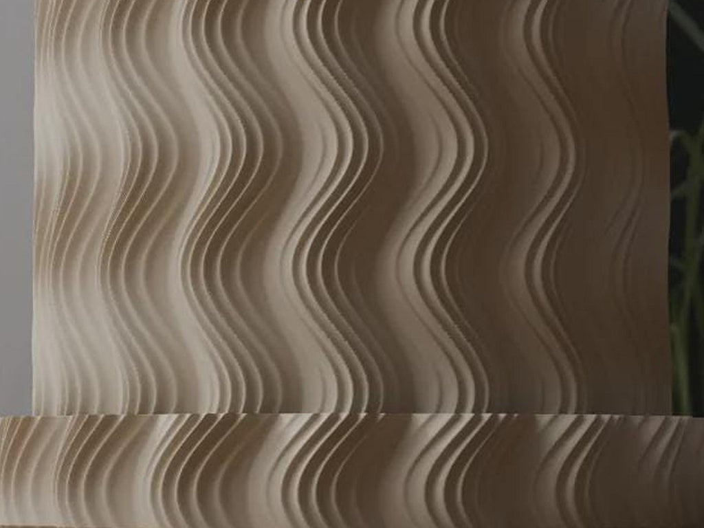 Wavy Ribbed 3D Printed Planter with Saucer, Japandi Scandi Decor (PLA)