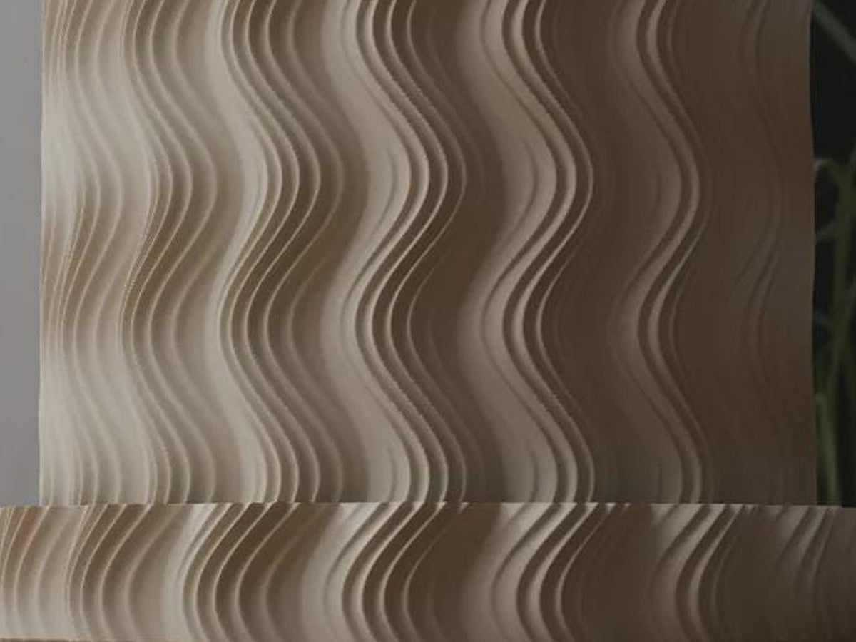 Wavy Ribbed 3D Printed Planter with Saucer, Japandi Scandi Decor (PLA)