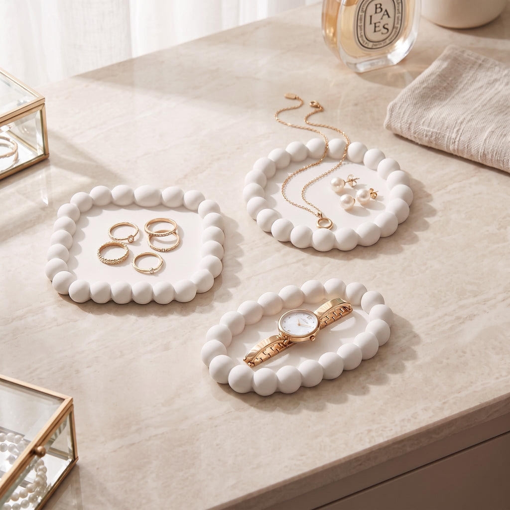 3D Printed Bubble Jewelry Tray Set – Modern Minimalist Organizer (3 Pieces)