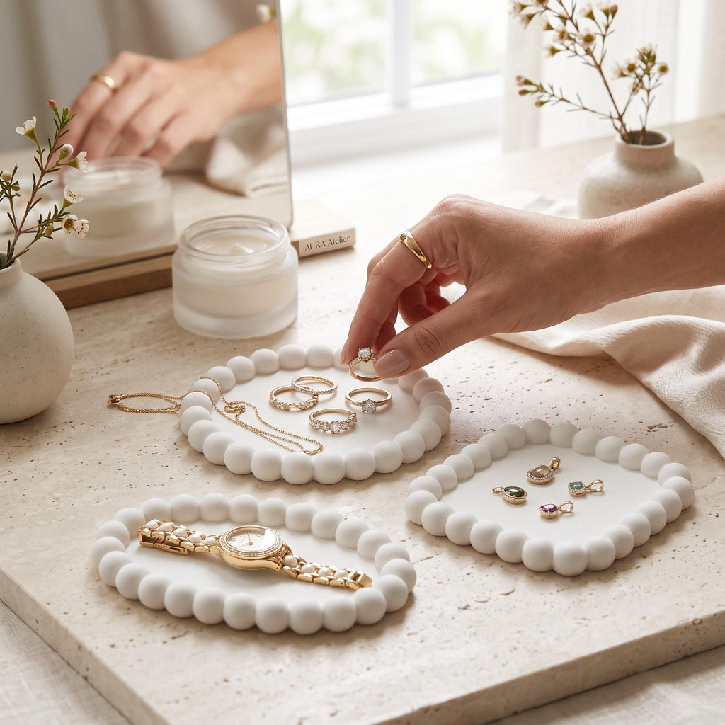 3D Printed Bubble Jewelry Tray Set – Modern Minimalist Organizer (3 Pieces)